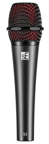 Микрофон динамический sE Electronics [V3] 50 Гц - 16 кГц, кардиоида, комплектация: микрофонный зажим, адаптер с резьбой, чёрная ветрозащита, транспортировочный чехол на молнии