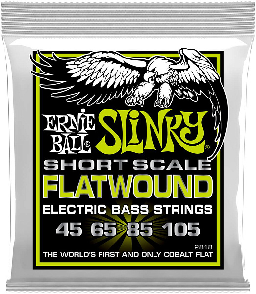 ERNIE BALL 2818 Flatwound Slinky Regular Short Scale 45-105 - Струны для бас-гитары
