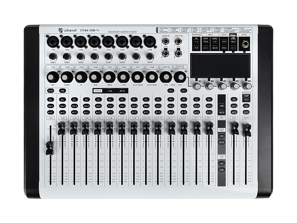 Микшер Intrend [ITMIX-D8-4] цифровой, 12 входов (8 аналоговых, 1 стерео, 2 USB), 2 группы, Bluetooth, USB MP3 плеер,