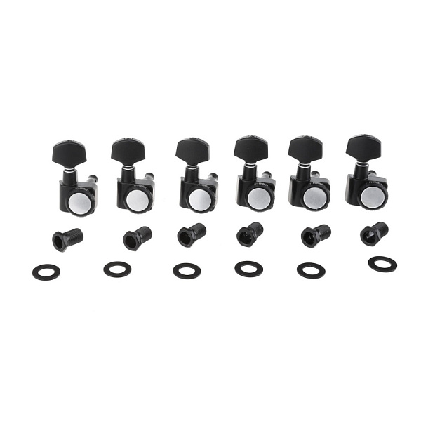 MX1510BK-6 Колки для гитары, 6л, локовые, черные, Musiclily