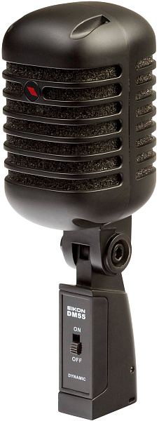 Микрофон вокальный EIKON [DM55V2BK] динамический кардиоидный, АЧХ 50-16000 Гц, чувств. -52 дБ, макс. SPL 130 дБ, сопр. 300 Ом, встроенная опора, разъем XLR 3-pin, размеры (ВхГхШ) 185х56х67 мм, вес 450 г, цвет матовый черный