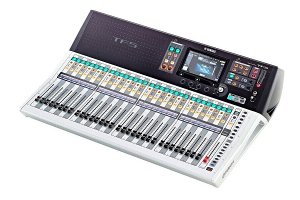 Микшер Yamaha [TF5] цифровой, 32 аналоговых XLR/TRS MIC/LINE + 2 аналоговых RCA стерео линейных входа, 16 аналоговых XLR выходов, 33 моторизированных фейдера, 48 входных микшируемых каналов, USB 2.0