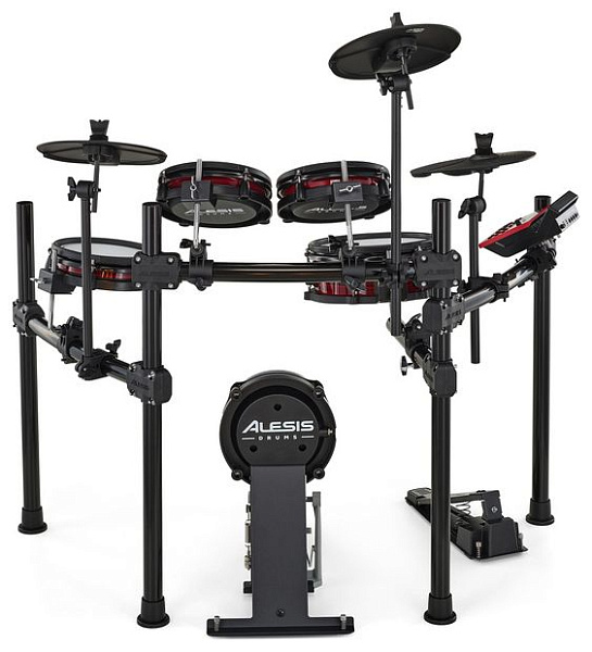 Электронная ударная установка [NITROPROKITXEUK] Alesis [NITRO PRO KIT] 1 x 10" двухзонный малый барабан, 3 x 8" двухзонных тома, 1 x 8" сетчатый бас-барабан, 1 x 10" Hi-Hat, 2 x 10" тарелки с функцией заглушения