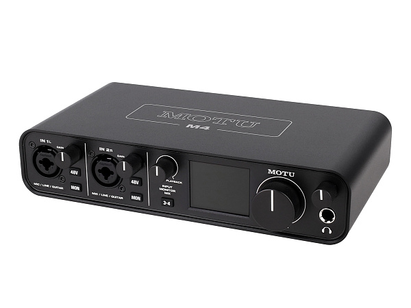 Аудиоинтерфейс USB [3140/3141] Motu [M4] АЦП/ЦАП: 24 бит/192 кГц, ЦАП ESS Sabre32 Ultra, 120 дБ, THD+N: -110 дБ, 2xCombo XLR/TRS, 2x1/4" TRS Jack входа / 4xRCA выхода, 4x1/4" TRS Jack выхода, 1/4" TRS Jack выход для наушников, MIDI, USB-C