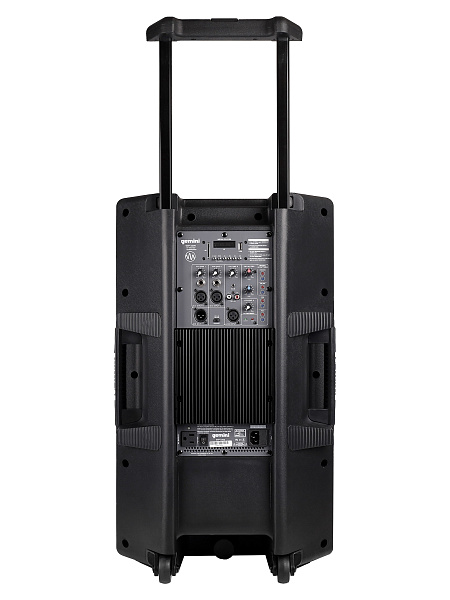 Акустическая система Gemini [GSP-2200] Активная, 2-х полосная, RMS/Peak 550/2200 Вт, АЧХ 40-20000 Гц, SPL 114 дБ, 15" ВЧ, 1,35" ВЧ, вх.: (2) XLR Mic, (2) 1/4" TRS Mic, 1/8” TRS AUX, RCA (L/R) AUX, XLR, вых.: XLR Mix, USB, SD, FM, Bluetooth