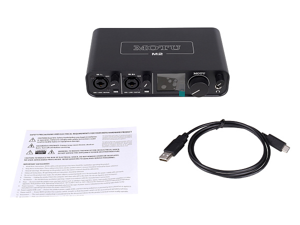 Аудиоинтерфейс USB [3120/3121] Motu [M2] АЦП/ЦАП: 24 бит/192 кГц, ЦАП ESS Sabre32 Ultra, 120 дБ, THD+N: -110 дБ, 2xCombo XLR/TRS микр./инстр. Входа / 2xRCA выхода, 2x1/4" TRS Jack выхода, 1/4" TRS Jack выход для наушников, MIDI вход/выход, USB-C