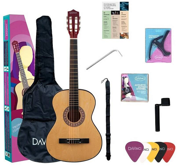 DAVINCI DC-50A NA PACK - Гитара классическая в наборе