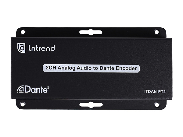 Конвертер Intrend [ITDAN-PT2] Аналог - Dante (передатчик), 2 аналоговых входа (6-pin phoenix, балансный/линейный), 1xRJ45(Dante)
