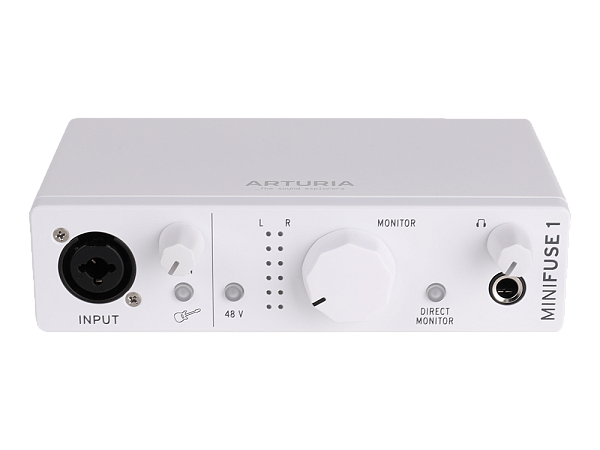 Аудиоинтерфейс USB [800111] Arturia [MiniFuse 1 White] 24бит/192кГц, комбинированный разъем XLR и 6.3 мм для записи инструментов и вокала с фантомным питанием 48 В, выходы на монитор (L/R Jack), выход для наушников