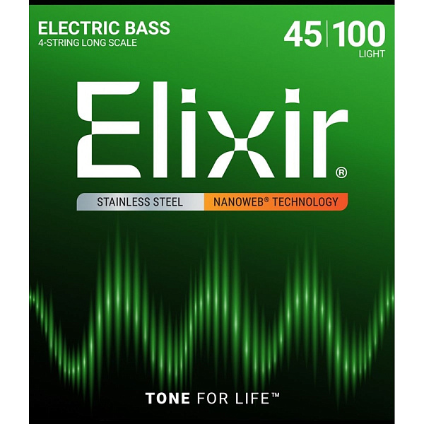 14652 NANOWEB Комплект струн для бас-гитары, нерж.сталь, Light, 45-100, Elixir