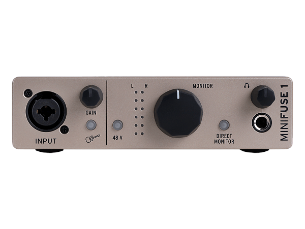 Аудиоинтерфейс USB [800121] Arturia [MiniFuse 1 Champagne] 24бит/192кГц, комбинированный разъем XLR и 6.3 мм для записи инструментов и вокала с фантомным питанием 48 В, выходы на монитор (L/R Jack), выход для наушников
