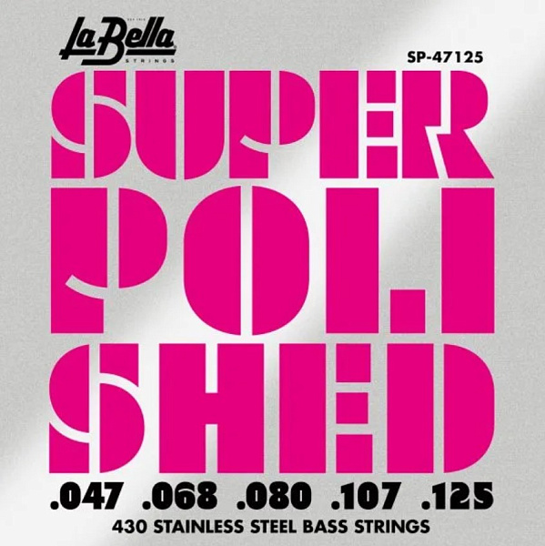 SP-47125 Super Polished Комплект струн для 5-струнной бас-гитары, сталь, 47-125, La Bella