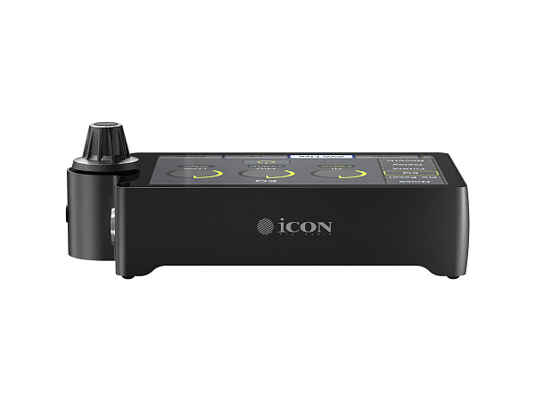 Аудиоинтерфейс [110305A3004] Icon [AIO2] АЦП/ЦАП 24 бит/192 кГц, 3,9" сенс. дисплей, цифр. энкодер, дин. диапазон 116 дБ, S/N 116 дБ, mini XLR микр. вход, 1х 1/4" TS инстр. вход, 1/8" TRS AirMic вход, 2х1/8" TRS вых. для наушников, USB-C 2.0