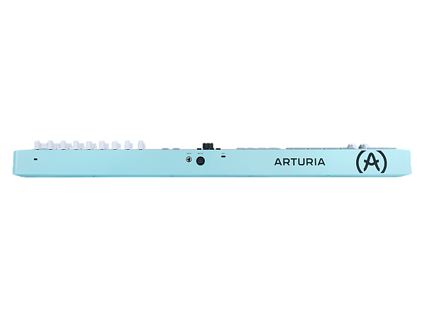 MIDI клавиатура [231524] Arturia [KeyLab Essential 49 mk3 Aquamarine] 49 клавиш, LCD дисплей, 9 энкодеров, 8 пэдов, 9 фейдеров, 12 кнопок управления, колеса высоты тона и модуляции, 1/4" Jack вход для педали, MIDI выход, Type-C