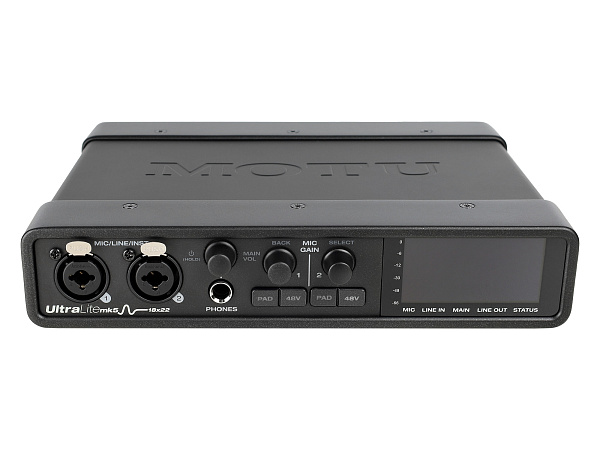 Аудиоинтерфейс USB [8453] Motu [UltraLite-mk5] АЦП/ЦАП: 24бит/192кГц, ЦАП ESS Sabre32, 120 дБ, THD+N: -114 дБ, 2xCombo XLR/TRS, 1/4" TRS, RCA S/PDIF, ADAT Toslink, MIDI, USB-C