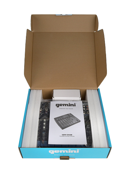 Микшер [GEM-12USB] Gemini [GEM-12USB] аналоговый, 12 каналов, DSP, выход на наушники, Bluetooth, USB-проигрыватель файлов в формате MP3/WAV
