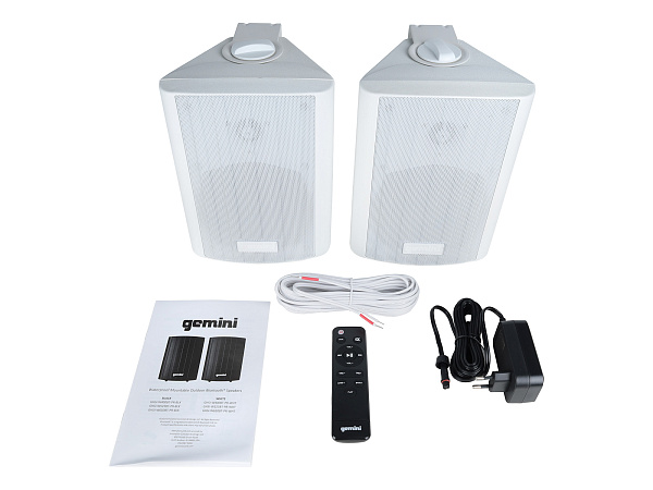 Акустическая система Gemini [GHSI-W525BT-PR-WHT] Активная + пассивная АС, 5.25" НЧ + 0.75" ВЧ, мощность RMS/Peak 60/150 Вт, АЧХ 45-20000 Гц, динамики: 5" НЧ, 1" ВЧ, IP44, BT, 3,5 мм AUX вход, 3,5 мм AUX выход, настенные крепления, пульт ДУ, цвет белый