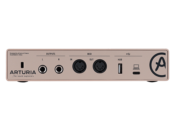 Аудиоинтерфейс USB [800122] Arturia [MiniFuse 2 Champagne] 24бит/192кГц, два комбинированных входа XLR-1/4” (микрофонный / линейный / инструментальный уровень) с фантомным питанием +48 В, выходы на монитор (L/R Jack), выход для наушников, MIDI In/Out