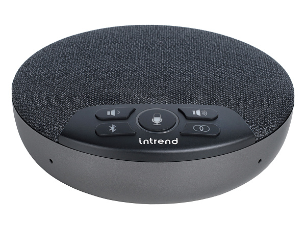 Спикерфон Intrend [ITSPH-W200] 4 капсюля, BT+USB, эффективный радиус 3м, ANC, AEC, AGC, полнодуплексная связь, беспроводное каскадирование 2х спикерфонов, аккумулятор: время работы в режиме разговора до 5 часов. В комплекте USB-dongle