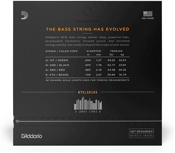 D'ADDARIO NYXL50105 - Струны для бас-гитары
