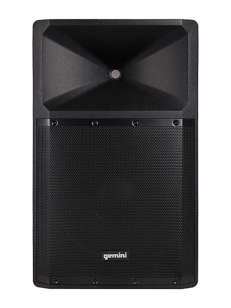 Акустическая система Gemini [GSP-2200] Активная, 2-х полосная, RMS/Peak 550/2200 Вт, АЧХ 40-20000 Гц, SPL 114 дБ, 15" ВЧ, 1,35" ВЧ, вх.: (2) XLR Mic, (2) 1/4" TRS Mic, 1/8” TRS AUX, RCA (L/R) AUX, XLR, вых.: XLR Mix, USB, SD, FM, Bluetooth