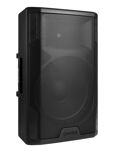 Акустическая система Gemini [GSP-5500] Активная, 2-х полосная, RMS/Peak 550/2200 Вт, АЧХ 40-20000 Гц, SPL 126 дБ, 15" ВЧ, 1,35" ВЧ, вх.: (2) XLR Mic, (2) 1/4" TRS Mic, 1/8” TRS AUX, RCA (L/R) AUX, XLR, вых.: XLR Mix, USB, SD, FM, Bluetooth