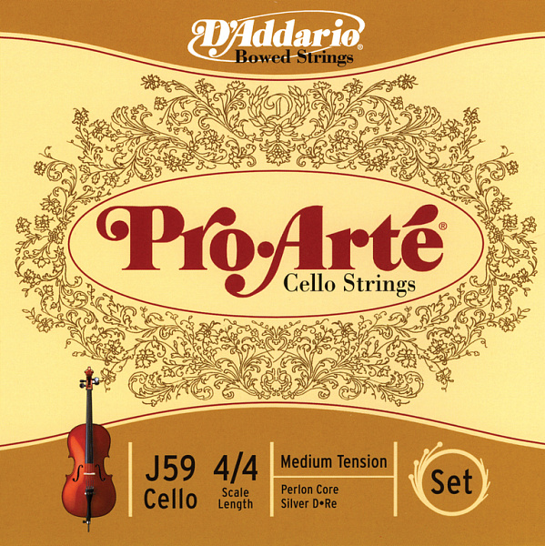 J59-4/4M Pro-Arte Комплект струн для виолончели размером 4/4, среднее натяжение, D'Addario