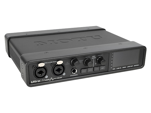 Аудиоинтерфейс USB [8453] Motu [UltraLite-mk5] АЦП/ЦАП: 24бит/192кГц, ЦАП ESS Sabre32, 120 дБ, THD+N: -114 дБ, 2xCombo XLR/TRS, 1/4" TRS, RCA S/PDIF, ADAT Toslink, MIDI, USB-C