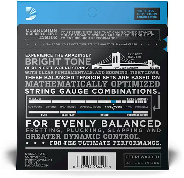 D'ADDARIO EXL170 BT - Струны для бас-гитары