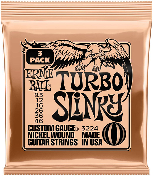 ERNIE BALL 3224 Nickel Slinky Turbo 3 Pack 9.5-46 - Струны для электрогитары