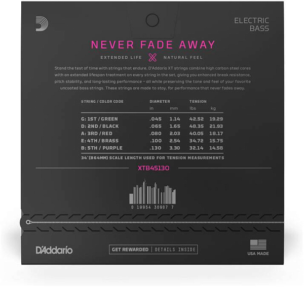 D'ADDARIO XTB45130 - Струны для бас-гитары 5 струнной