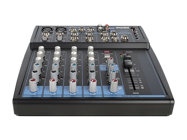 Микшер [GEM-08USB] Gemini [GEM-08USB] аналоговый, 8 каналов, выход на наушники, Bluetooth, USB-проигрыватель файлов в формате MP3/WAV