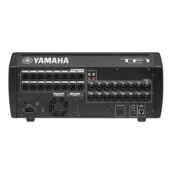 Микшер Yamaha [TF1] цифровой, 16 аналоговых XLR/TRS MIC/LINE + 2 аналоговых RCA стерео линейных входа, 16 аналоговых XLR выходов, 17 моторизированных фейдеров (16 канальных + 1 мастер), 40 входных микшируемых каналов (40 моно + 2 стерео + 2 возврата), US