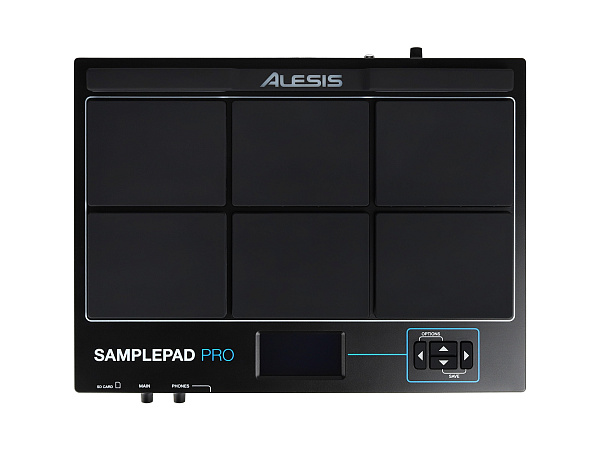 Барабанный  MIDI контроллер [SAMPLEPADPROXEU] Alesis [SamplePad PRO] 8 прорезиненных пэдов с подсветкой, входы для педалей Hi-Hat и Kick, ЖК дисплей с подсветкой, MIDI-выход и вход, стереовыход 2 ? TRS, AUX-вход, выход на наушники, SD, USB