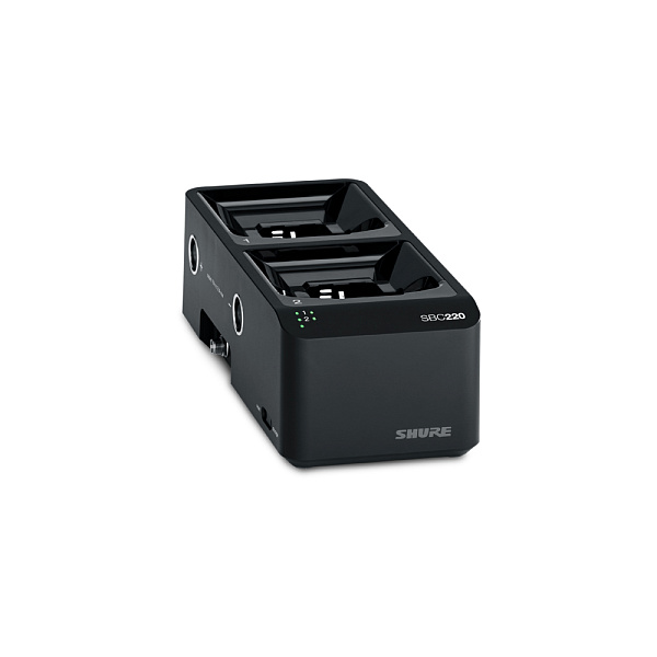 Двухпортовая сетевая зарядная док-станция SHURE [SBC220] для аккумуляторов SB900A, передатчиков QLXD1, ULXD1, AD1, QLXD2, ULXD2, AD2, приёмников P3RA, P9RA, P9RA+, P10R, P10R+, без источника питания