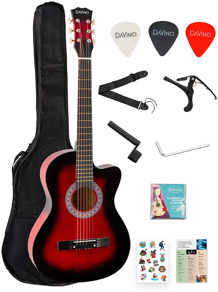 DAVINCI DF-50C RD PACK - Гитара акустическая в наборе