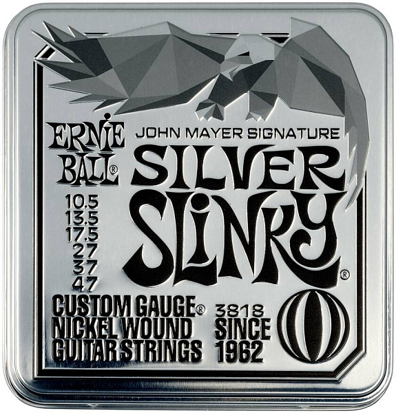 ERNIE BALL 3818 John Mayer Silver Slinky Nickel Wound 10.5-47 (pack 3) - Струны для электрогитары