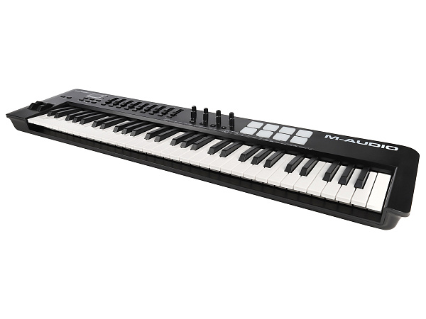 MIDI клавиатура [OXYGEN61MKV] M-audio [Oxygen 61 MKV] 61 клавиша, LCD дисплей, 8 энкодеров, 8 пэдов, 9 фейдеров, 12 кнопок управления, колеса высоты тона и модуляции, smart control, auto-mapping, встроенный арпеджиатор, 1/4" Jack вход для педали сустейна