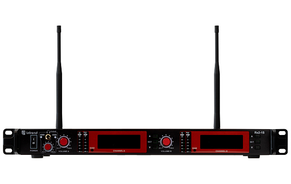 Приемник Intrend [ITWMIC-Rx2-1S] беспроводной, двухканальный, технология ID-кодирования, True diversity, 200 каналов, управление приемниками (до 20 каналов) с помощью специализированного ПО. Одновременная работа до 20 каналов