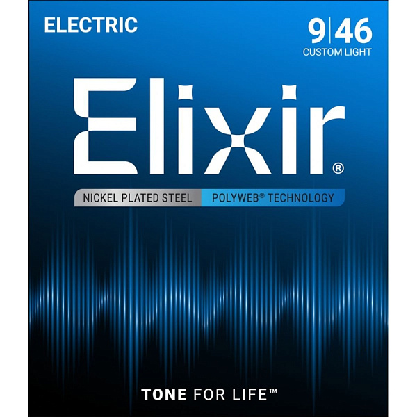 12025 POLYWEB Комплект струн для электрогитары, никелированная сталь, Custom Light 9-46, Elixir