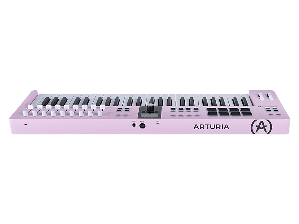 MIDI клавиатура [231525] Arturia [KeyLab Essential 49 mk3 Rose Quartz] 49 клавиш, LCD дисплей, 9 энкодеров, 8 пэдов, 9 фейдеров, 12 кнопок управления, колеса высоты тона и модуляции, 1/4" Jack вход для педали, MIDI выход, Type-C