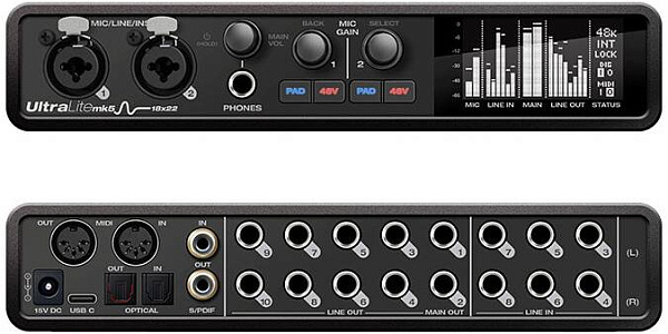 MOTU UltraLite-mk5 - аудиоинтерфейс USB, АЦП/ЦАП: 24бит/192кГц, ЦАП ESS...