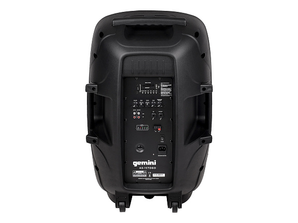 Акустическая система Gemini [AS-15TOGO] Активная, 2-х полосная, RMS/Peak 600/2000 Вт, АЧХ 45-20000 Гц, SPL 106 дБ, 15" НЧ, 1,5" ВЧ, входы: RCA (L/R) AUX, 1/8" TRS AUX, 1/4" TS микр., 1/4" TS гитар., выходы: RCA (L/R), USB, SD, Bluetooth
