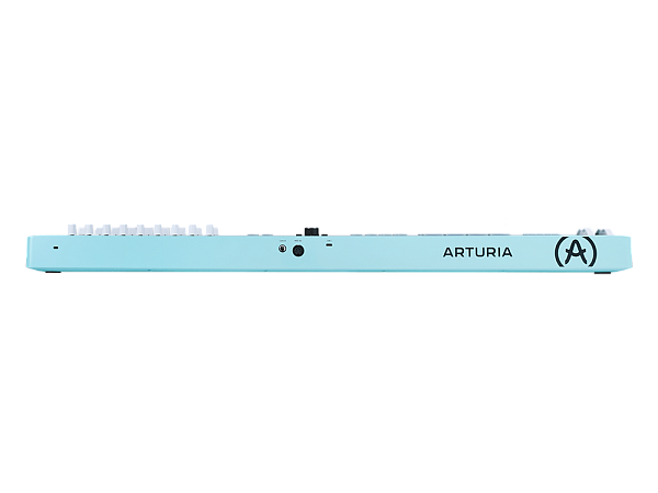 MIDI клавиатура [231534] Arturia [KeyLab Essential 61 mk3 Aquamarine] 61 клавиша, LCD дисплей, 9 энкодеров, 8 пэдов, 9 фейдеров, 12 кнопок управления, колеса высоты тона и модуляции, 1/4" Jack вход для педали, MIDI выход, Type-C