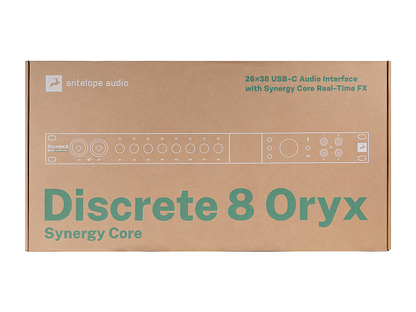 Аудиоинтерфейс Antelope Audio [Discrete 8 Oryx] 24 бит/192 кГц, 26x38, аналоговые входы: 8, линейные выходы: 8, микрофонные предусилители: 8x Discrete Class-A, ADAT I/O (16 входов/16 выходов),S/PDIF I/O (2 входа/2 выхода)