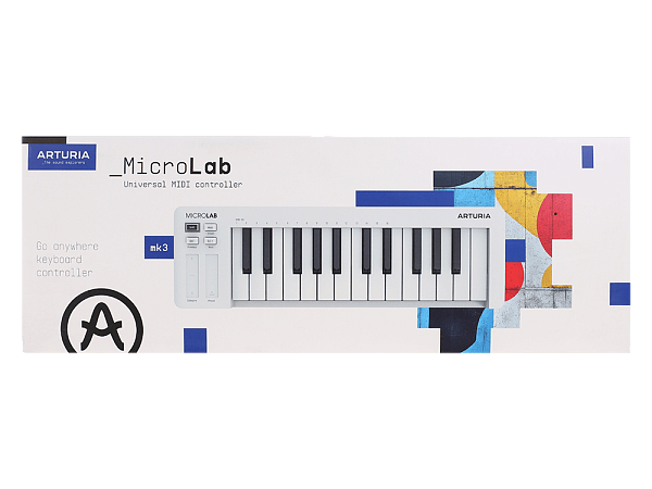 MIDI клавиатура [231511] Arturia [MicroLab 3 White] 25 клавиш, чувствительных к скорости нажатия, сенсорные полосы pitch и modulation, режим игры аккордами, разъем для подключения педали, type-c, ПО: Analog Lab Intro, Ableton Live Lite. Цвет - белый.