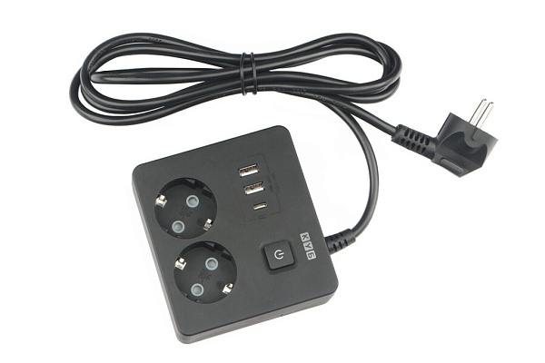 PC-1B-2M PowerCube Удлинитель, 2 розетки, 3 USB-порта, Электрическая мануфактура