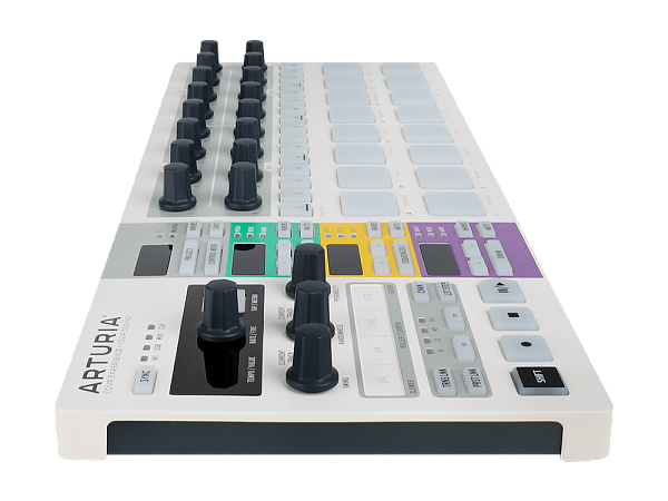 MIDI контроллер (Микшер-семплер (контроллер)) [430111] Arturia [BeatStep Pro] 2 независимых монофонических 64-шаговых мелодических секвенсора, 16-трековый секвенсор ударных, 16 проектов, в каждом 16х2 sequences, 16 drum sequences, CV/GATE выходы, 8 Drum