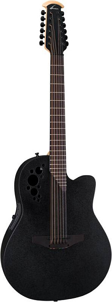 OVATION 2058TX-5 Elite T Deep Contour Cutaway 12-string Black Textured...