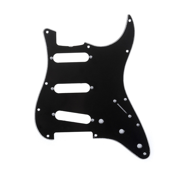 MX1388BK Пикгард для гитары Fender Stratocaster SSS, 3 слоя, черная, Musiclily
